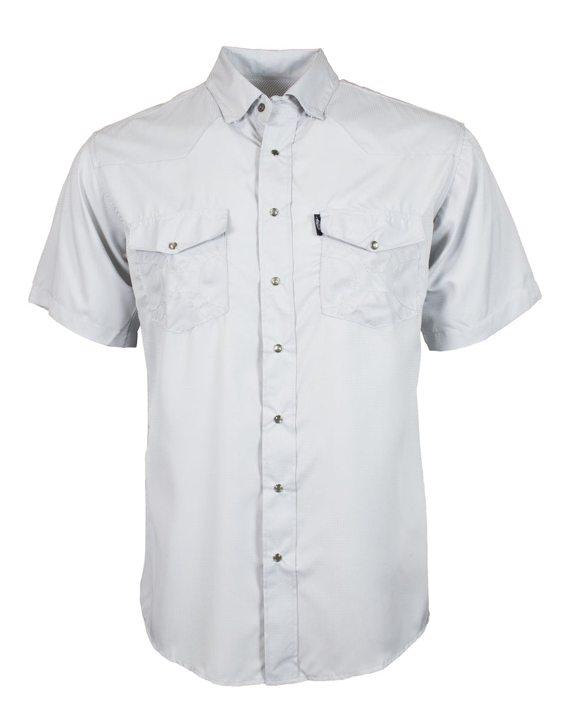"Sol" Grey Short Sleeve Pearl Snap Shirt