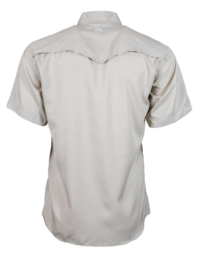 "Sol" Tan Short Sleeve Pearl Snap Shirt