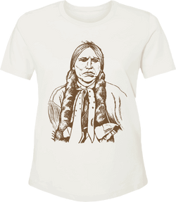 Quanah Parker cream tee with brown artwork