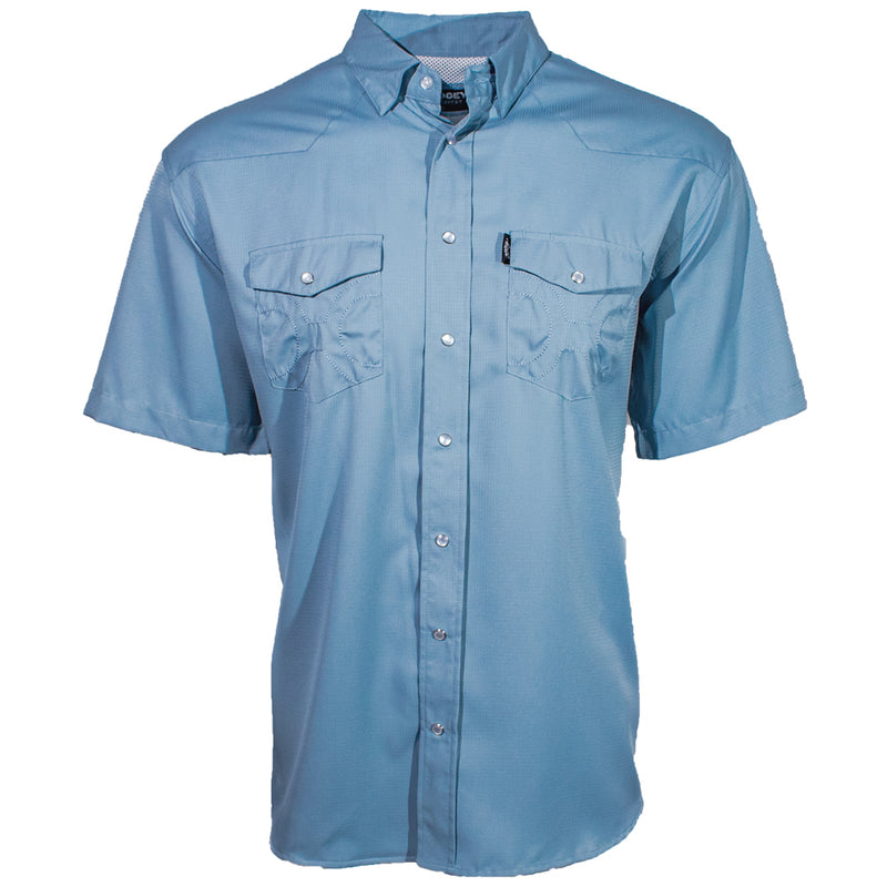 SOl short sleeve pearl snap shirt in ashley blue