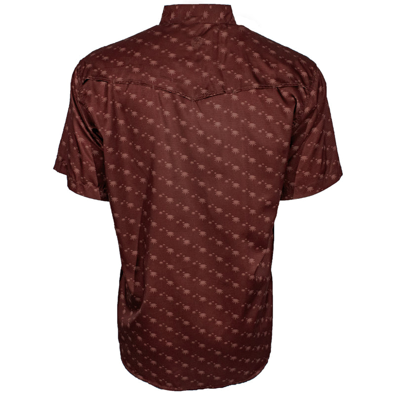 "Sol" Red Agave Pattern Short Sleeve Pearl Snap Shirt