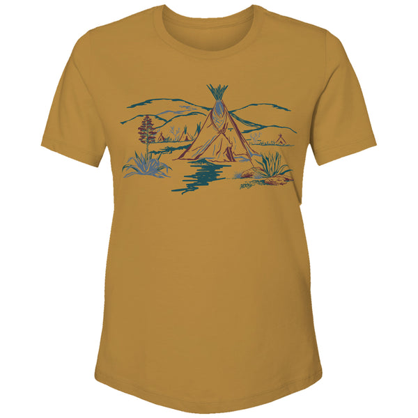 "Comanche" Mustard w/Cranberry/Blue Logo T-shirt