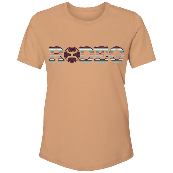 Rodeo tee in sienna with serape logo