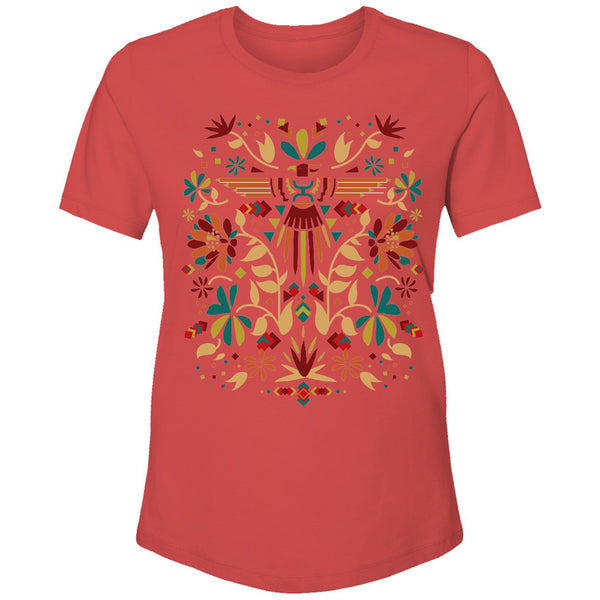 Thunder Blossom red with floral print t-shirt