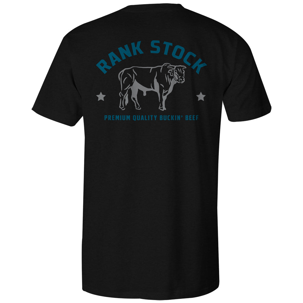 "Charbray" Black w/Grey/Blue Rank Stock Logo T-shirt