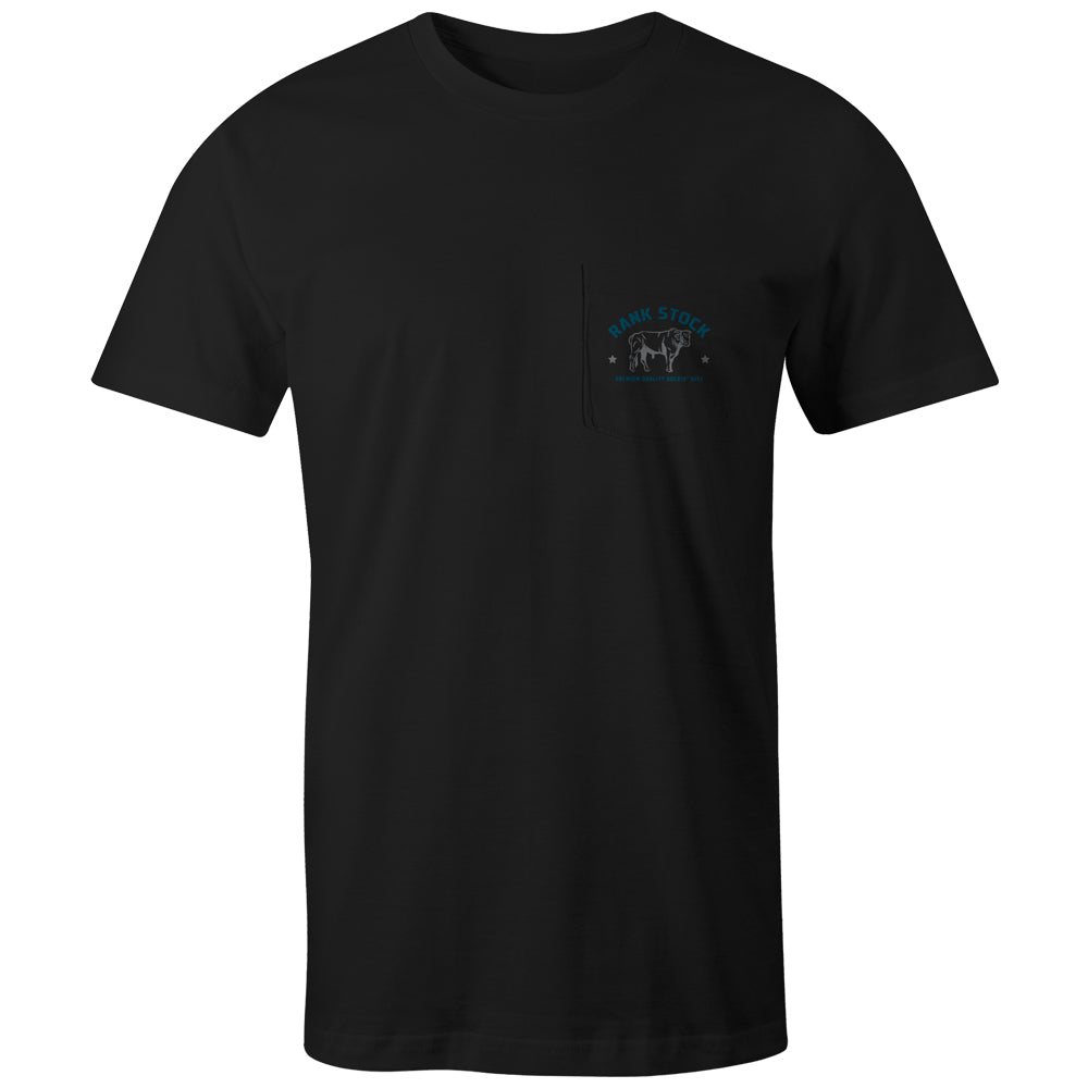 "Charbray" Black w/Grey/Blue Rank Stock Logo T-shirt