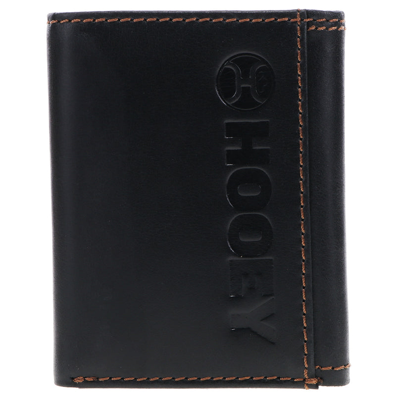 "Hooey Classic"  Smooth Black Trifold Wallet