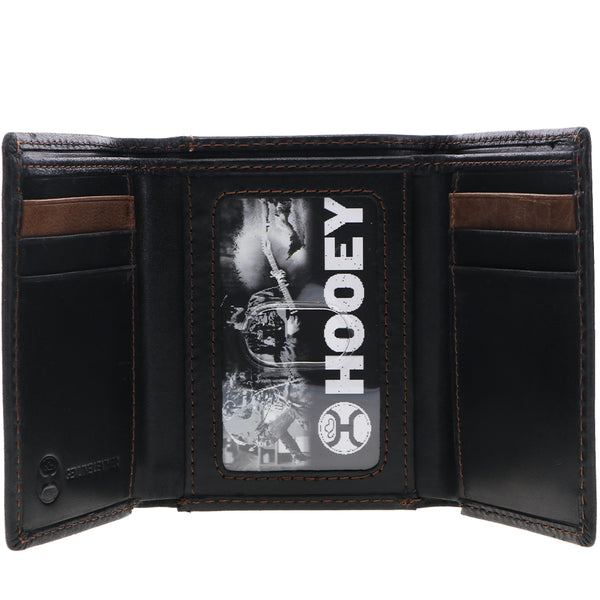 "Hooey Classic"  Smooth Black Trifold Wallet
