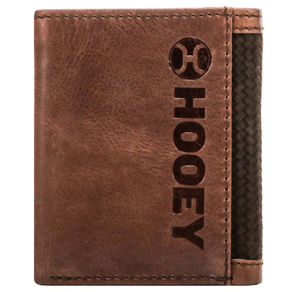 "Hooey Classic Roughout" Trifold Wallet  Brown Leather Basketweave Embossed Roughout