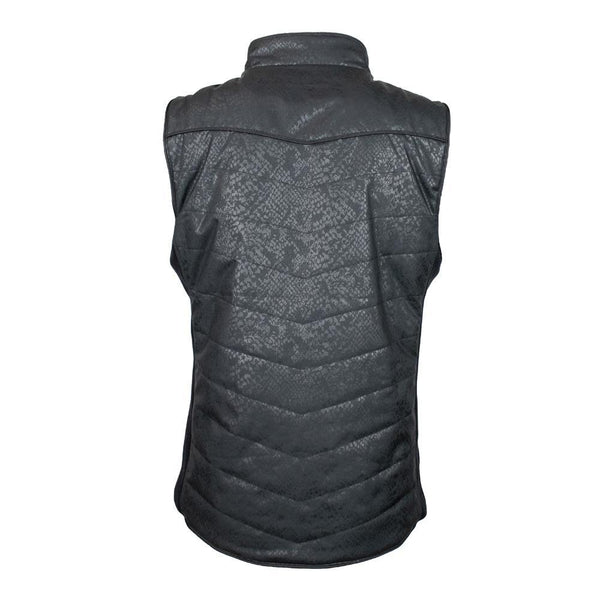 Youth Girls "Hooey Quilted Vest" Black w/Snake Pattern