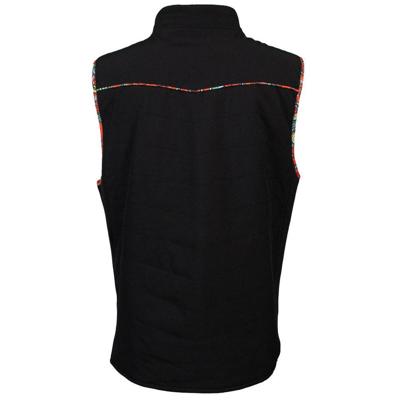 "Hooey Ladies Packable Vest" Black w/Red Floral Lining
