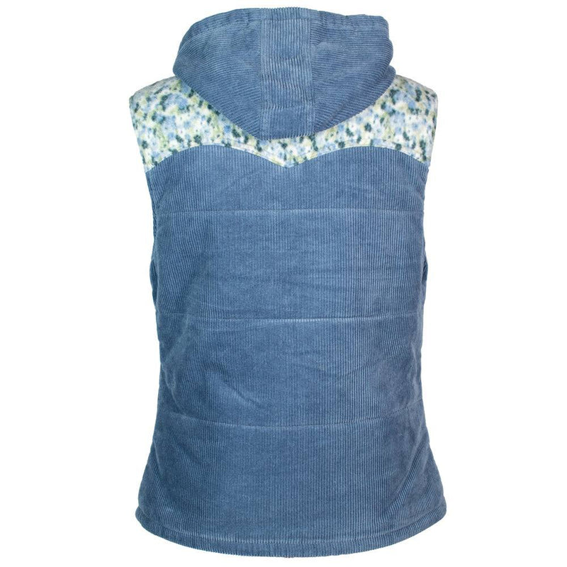 "Hooey Ladies Hooded Vest" Blue/Floral Print