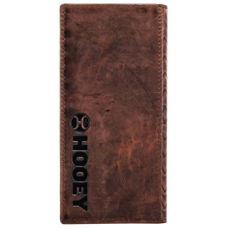 back of the Austin Rodeo wallet in brown with Hooey logo stamp