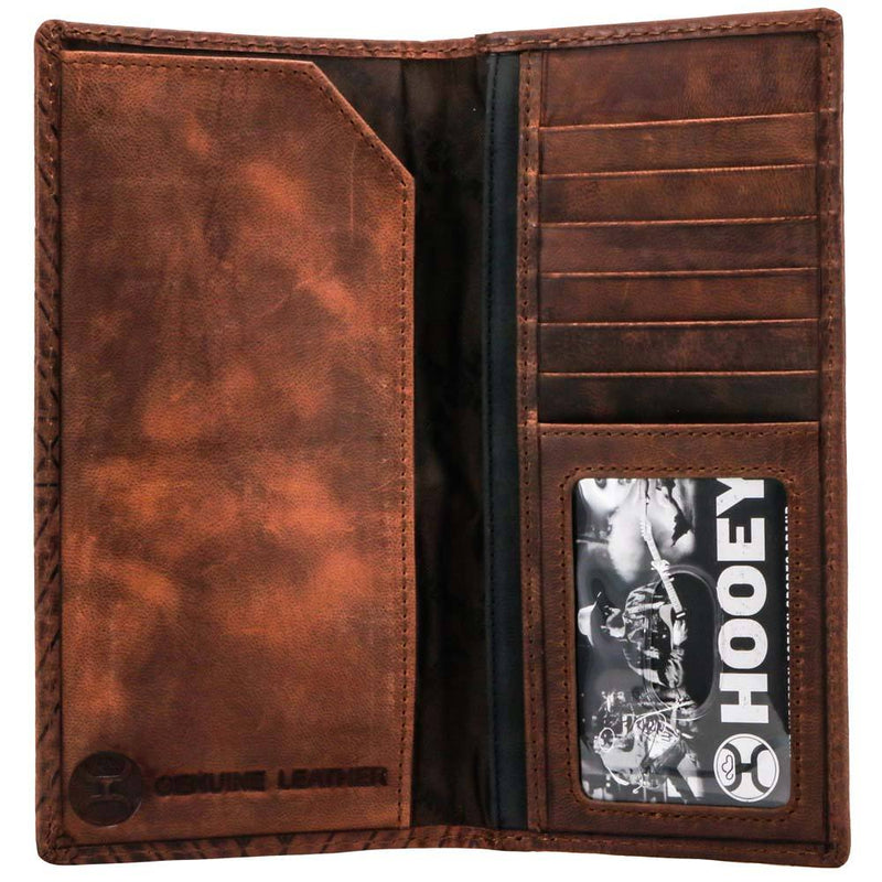 inside of the brown leather Austin bifold money clip with aztec pattern