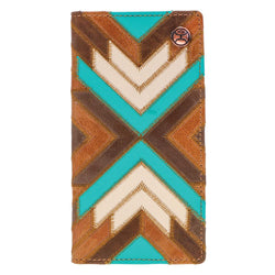 "Montezuma" Rodeo Hooey Wallet Brown/Turquoise w/ Patchwork