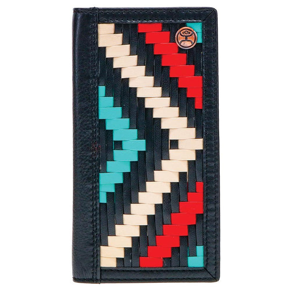 Black hawk rodeo wallet with black, red, white, Aztec pattern