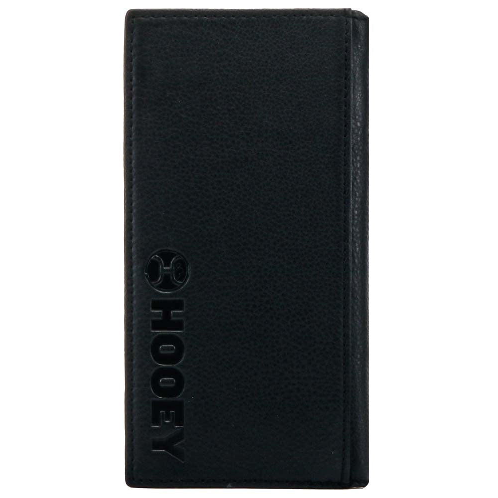 back of the Black hawk rodeo wallet with black, red, white, Aztec pattern