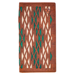 Chapawee rodeo wallet in brown with turquoise and white pattern