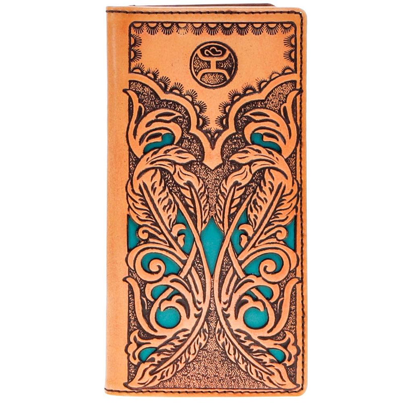 "Phoenix" Rodeo Hooey Wallet Tan/Turquoise Leather