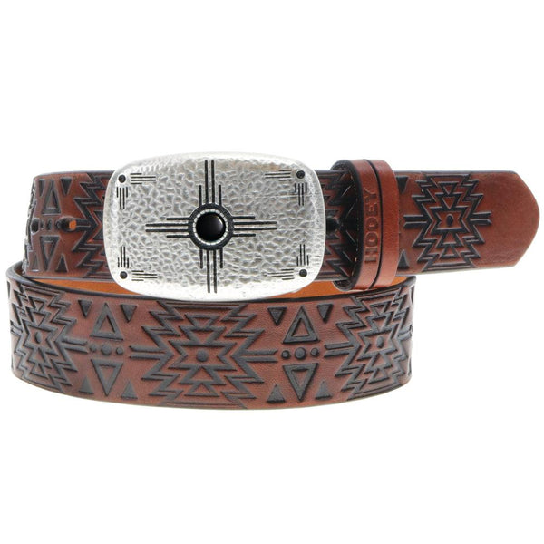 Dakota original hooey ladies belt in brown and black Aztec pattern