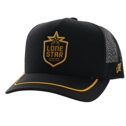 "Lone Star" Black w/Gold/Black Patch Hat