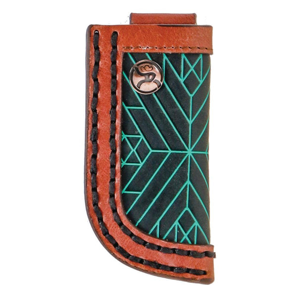 "Neon Moon" Roughy Knife Sheath Black/Brown/Turquoise w/Aztec