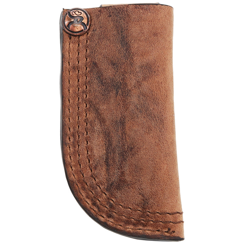 "Prime Time" Roughy Classic Knife Sheath Brown w/Stitched Edge