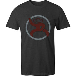 Roughy 2.0 charcoal tee with maroon and grey logo