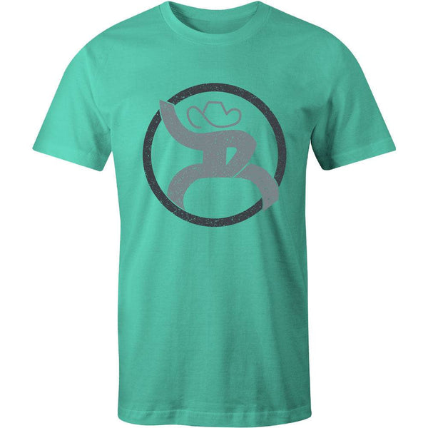 Youth Roughy 2.0 teal tee with charcoal and grey logo
