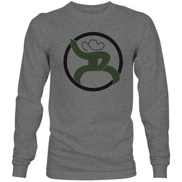 Roughy 2.0 grey long sleeve tee with olive and black logo