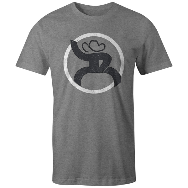 Roughy 2.0 grey tee with white and charcoal logo