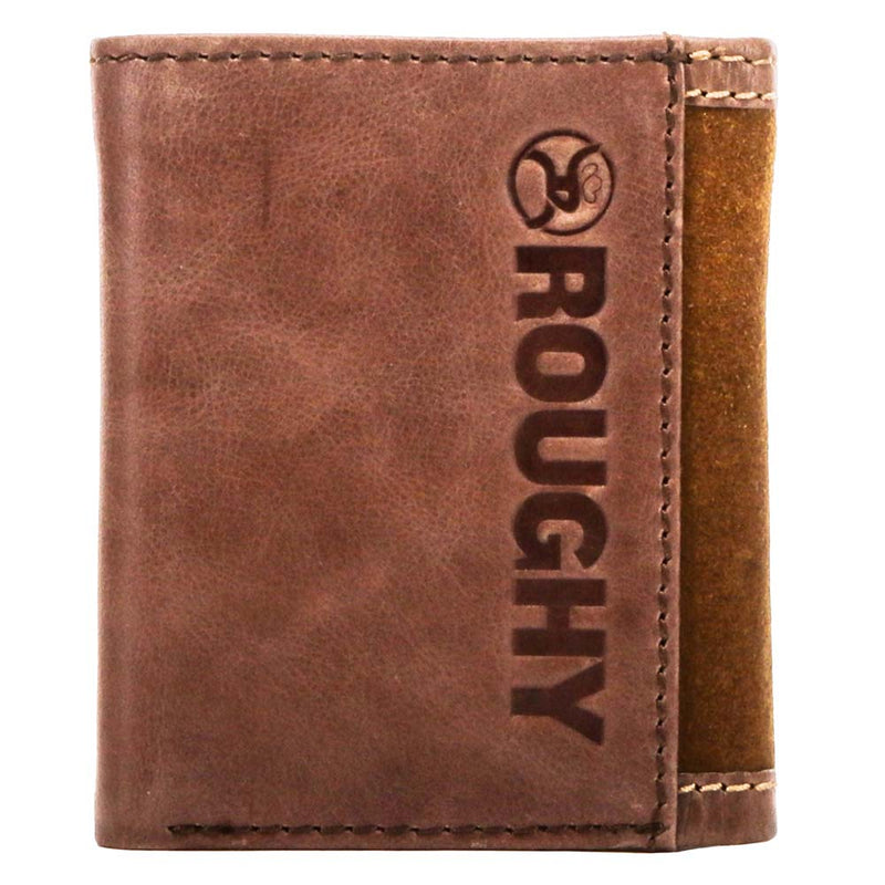 "Roughy Classic"  Roughout Brown Leather Trifold Wallet
