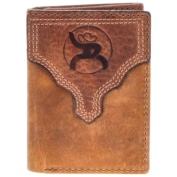 "Canyon" Trifold Roughy Wallet Distressed Tan/Brown Leather