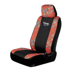 western floral red hooey seat cover profile view