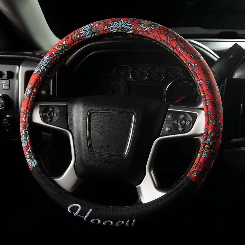 Brookstone Black And Red Leather Look Steering Wheel Cover – Anti-Slip