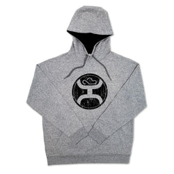 grey pullover hoodie for men with hooey roughy logo