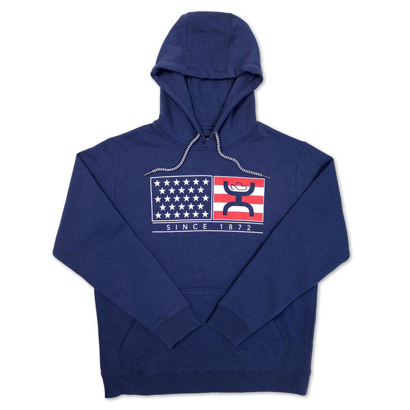 hooey hoodie, mens navy hoodie, american flag hoodie