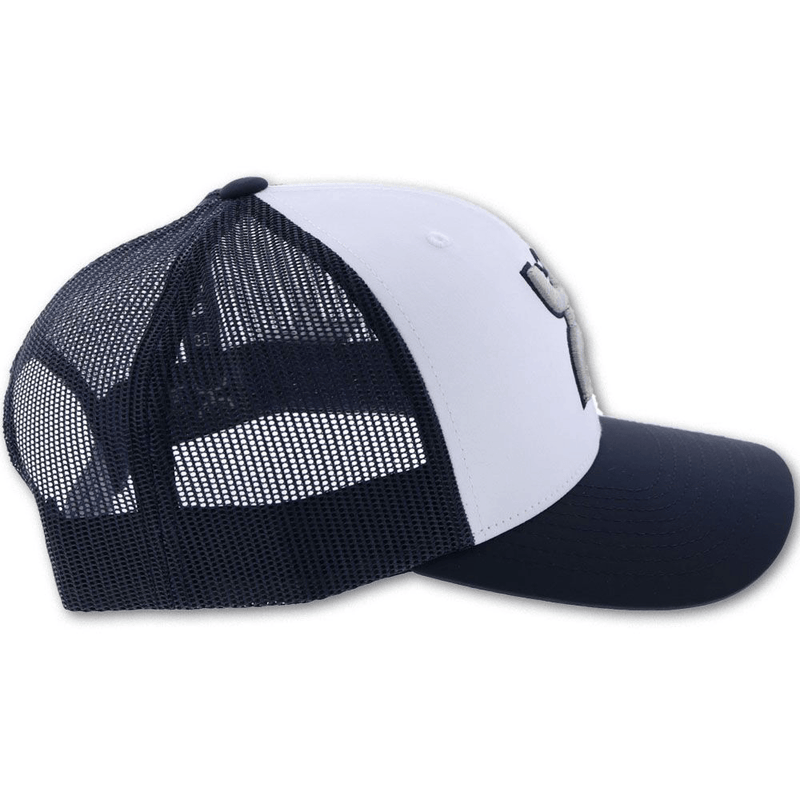 blue and white dallas cowboys hat with hooey logo (side view)