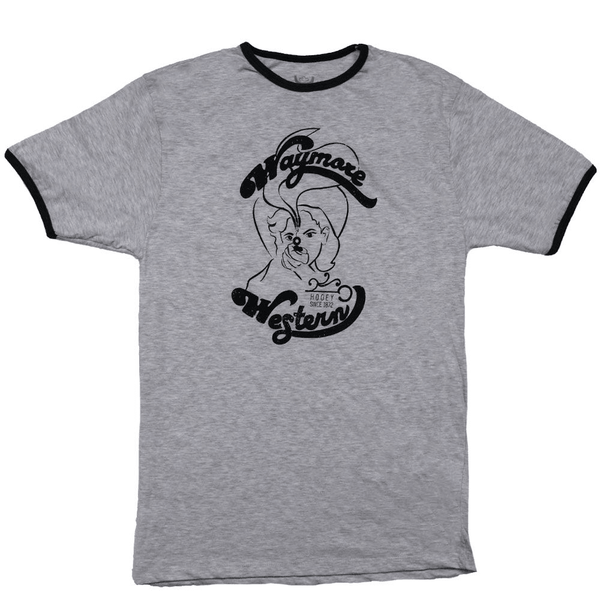 Waymore light grey tee with black outlined artwork