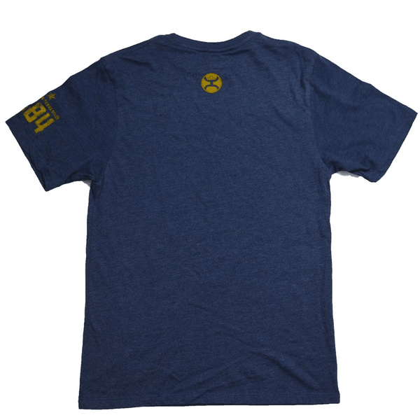 back of the lone star navy tee with gold logo