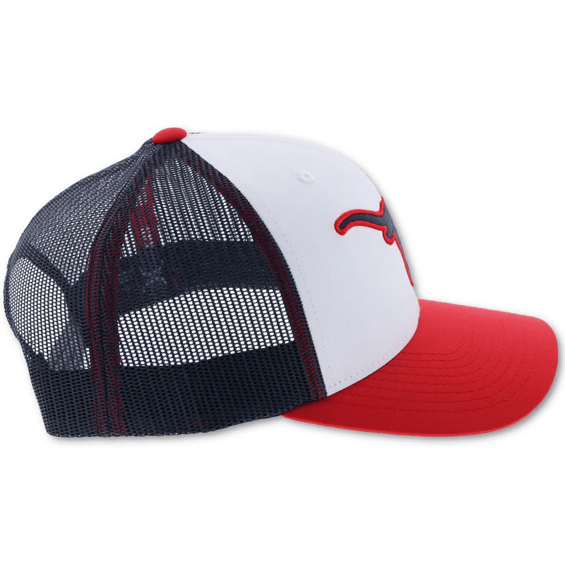 right side of the Youth University of Texas hat in red, white, and blue