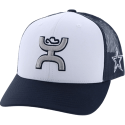 blue and white dallas cowboys hat with hooey logo (front view)